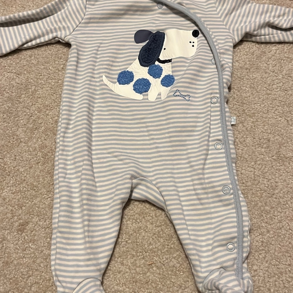 Next Blue and White Footies with Puppy Design